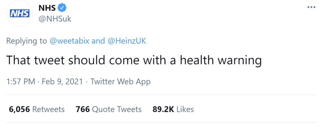 Weetabix beans NHS tweet
